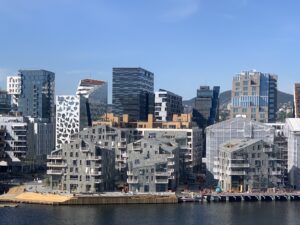 Downtown Oslo and Barcode skyline taken from the Munch Museum