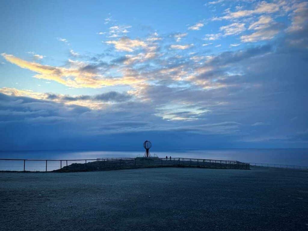 The blue light over the North Cape, the northernmost point in Norway and mainland Europe, under a blue sky