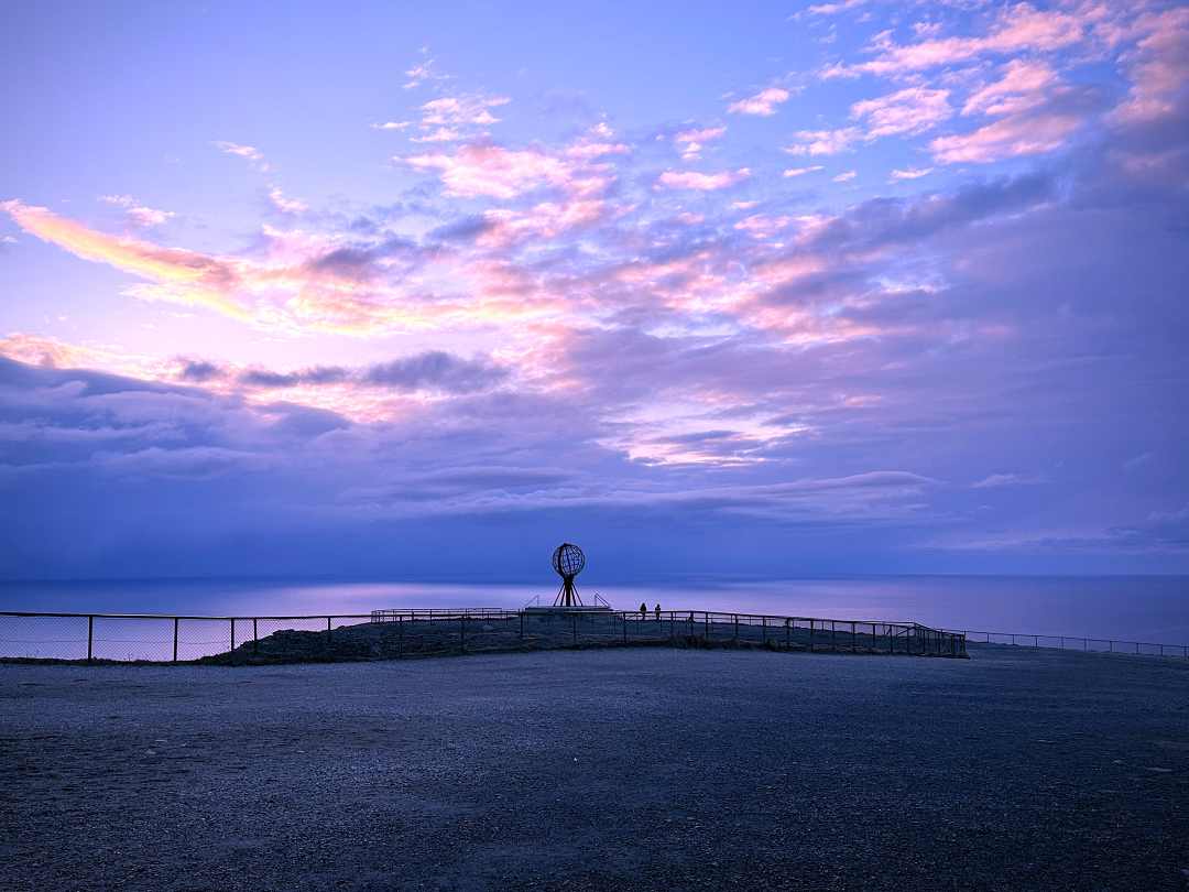 North Cape plateau in Norway at night in summer